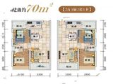 和园_2室2厅1卫 建面70平米