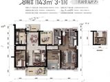 碧桂园世纪滨江_4室2厅2卫 建面143平米