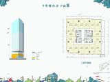万科金地天空之城写字楼_9栋写字楼3-22层平面图 建面80平米