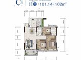 珠江愉景豪庭_3室2厅2卫 建面101平米