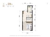 兴桐云禧峯璟_1室1厅1卫 建面59平米